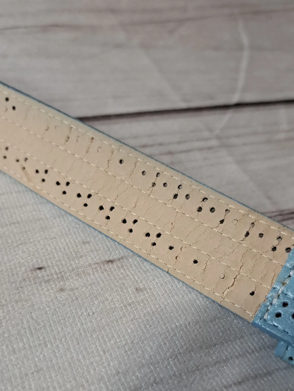 Avignon Light Blue Perforated Leather Belt Size Large 31